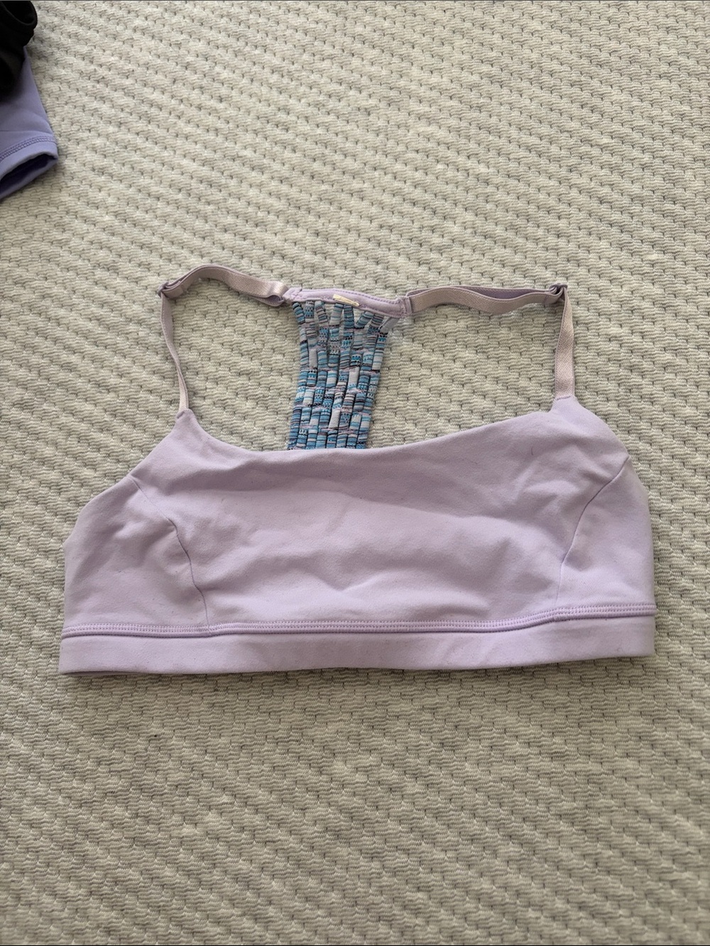 lululemon athletica Lilac Racerback Sports Bra with Blue Accent